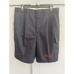 Riverside Budweiser Navy Solid Cargo Shorts Embroidered Pleated Pockets